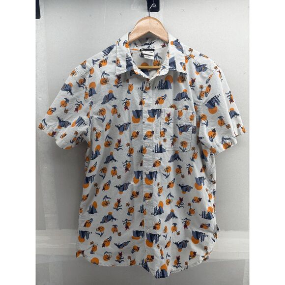 The North Face Men’s Baytrail Button Up Short Sleeve Shirt Mountain Print Large - Picture 1 of 9